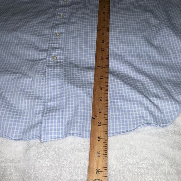Chaps Big Fit Dress Shirt 20 34/35 Blue Check Button Front Long Sleeve Classic - Picture 5 of 9